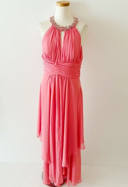 画像6: 1点のみ即発!【ドラマ使用】Eliza J   Embellished Tiered Chiffon Halter Gown  9501 (6)