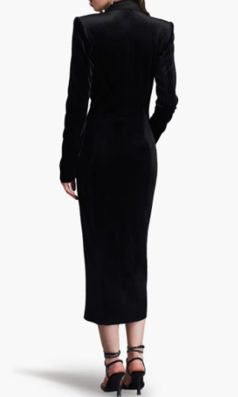 画像2: セール！Tadashi Shoji  タダシショージ 　ATIKE ベルベットタキシードドレス　ブラック  11107 (2)