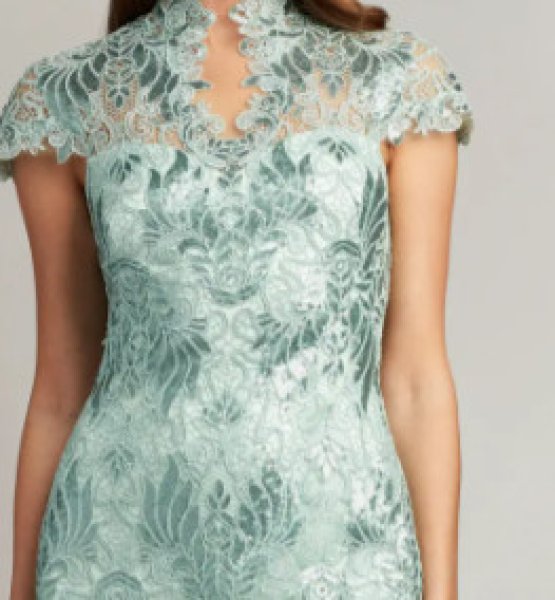 画像3: Tadashi Shoji タダシショージ  BRINNAN スパンコールレースドレス ブルー、グリーン系 (3)