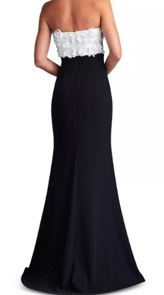 画像2: 限定セール!Tadashi Shoji タダシショージ  BALDWIN フローラルアップリケ Gown ブラック、ホワイト (2)