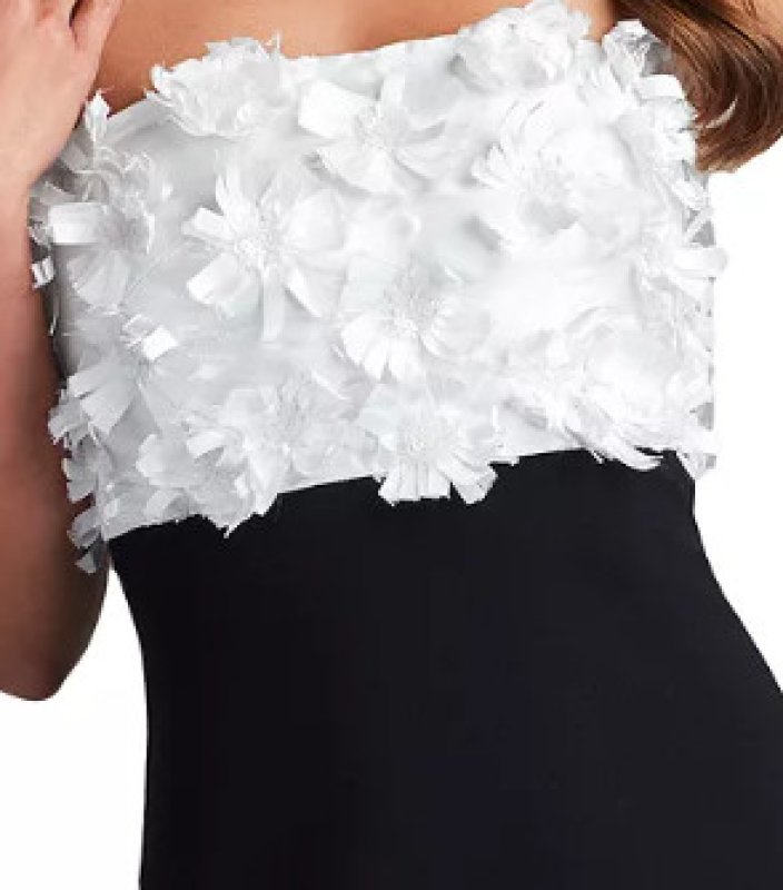 画像3: 限定セール！Tadashi Shoji タダシショージ 　BALDWIN フローラルアップリケ Gown　ブラック、ホワイト (3)