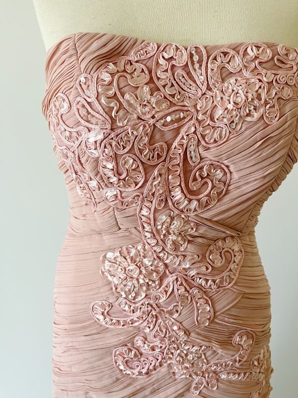 画像5: 即発！【平野綾さんに衣装提供】Sue Wong ビーズ刺繍 ティアード シフォン ルーシュ ロングドレス  10201 (5)