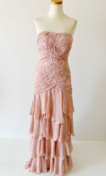 画像4: 即発!【平野綾さんに衣装提供】Sue Wong スーウォン  Beaded Tiered Chiffon Ruched Gown  10201 (4)