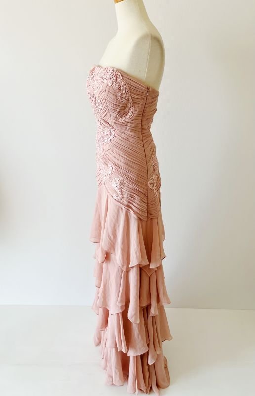 画像6: 即発！【平野綾さんに衣装提供】Sue Wong ビーズ刺繍 ティアード シフォン ルーシュ ロングドレス  10201 (6)