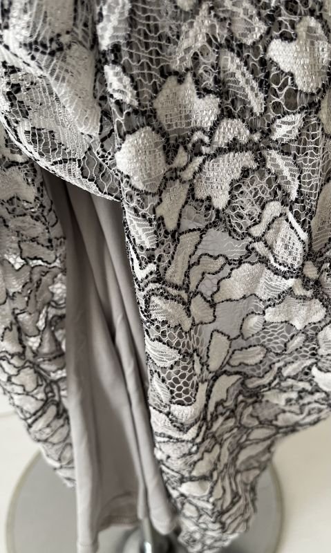 画像8: 再販売！【中山忍さん、ドラマ「ConneXion」に衣装提供】Tadashi Shoji  タダシショージ   Two-Tone Floral Lace Gown　ブラック系  10701 (8)