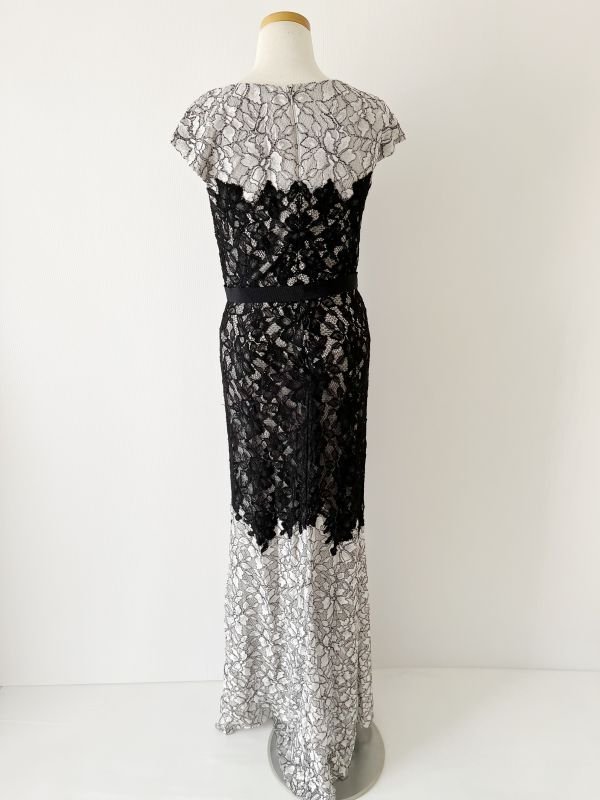 画像6: 再販売！【中山忍さん、ドラマ「ConneXion」に衣装提供】Tadashi Shoji  タダシショージ   Two-Tone Floral Lace Gown　ブラック系  10701 (6)