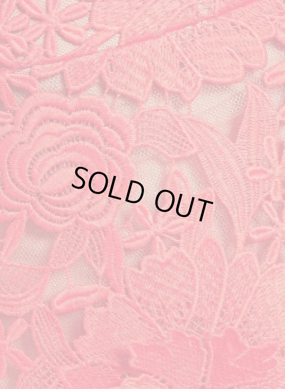 画像3: セール！Marchesa Notte マルケッサノッテ　ギピュールレース ミディワンピース　レッド系  30301 (3)