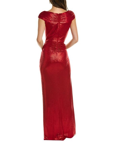 画像2: セール!Tadashi Shoji タダシショージ  DRAPED METALLIC GOWN レッド系  10103 (2)