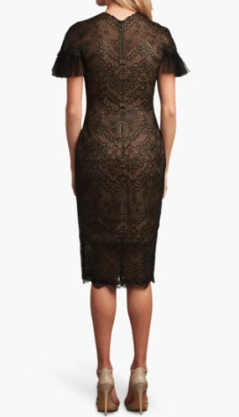 画像2: セール!Tadashi Shoji タダシショージ   BOONE EMBROIDERED TULLE ILLUSION DRESS   ブラック (2)