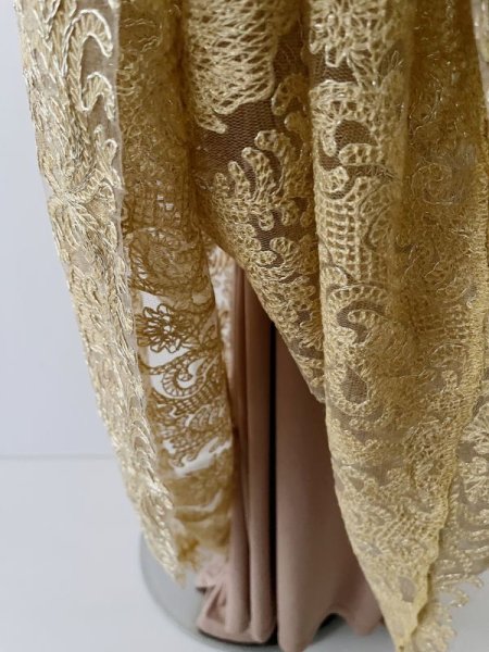 画像7: 再販売セール【菜々緒さん、ドラマ着用】!Tadashi Shoji  タダシショージ  LUCIANA EMBROIDERED TULLE GOWN ゴールド系  10171 (7)