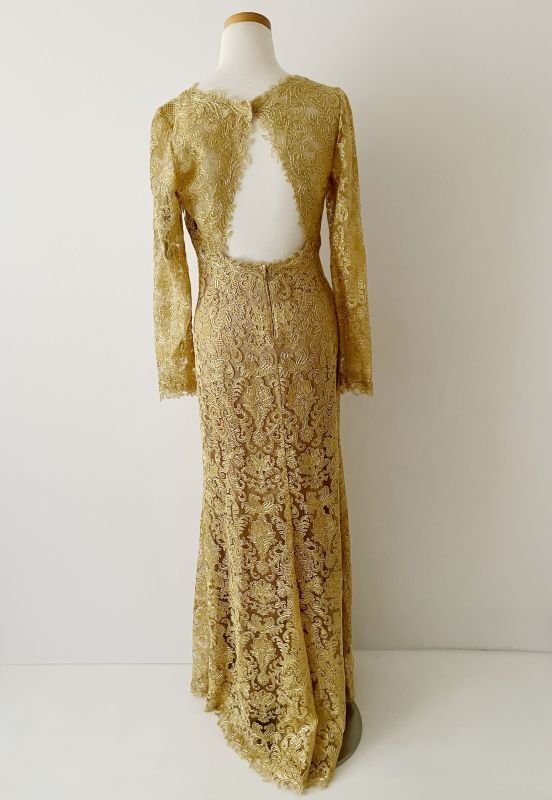 画像5: 再販売セール【菜々緒さん、ドラマ着用】！Tadashi Shoji  タダシショージ  LUCIANA EMBROIDERED TULLE GOWN　ゴールド系  10171 (5)