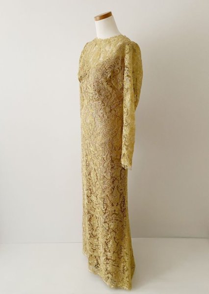 画像6: 再販売セール【菜々緒さん、ドラマ着用】!Tadashi Shoji  タダシショージ  LUCIANA EMBROIDERED TULLE GOWN ゴールド系  10171 (6)