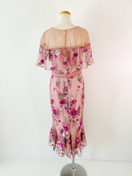 画像6:  セール！Marchesa Notte マルケッサノッテ　花柄刺繍ケープ風ドレス  10231 (6)