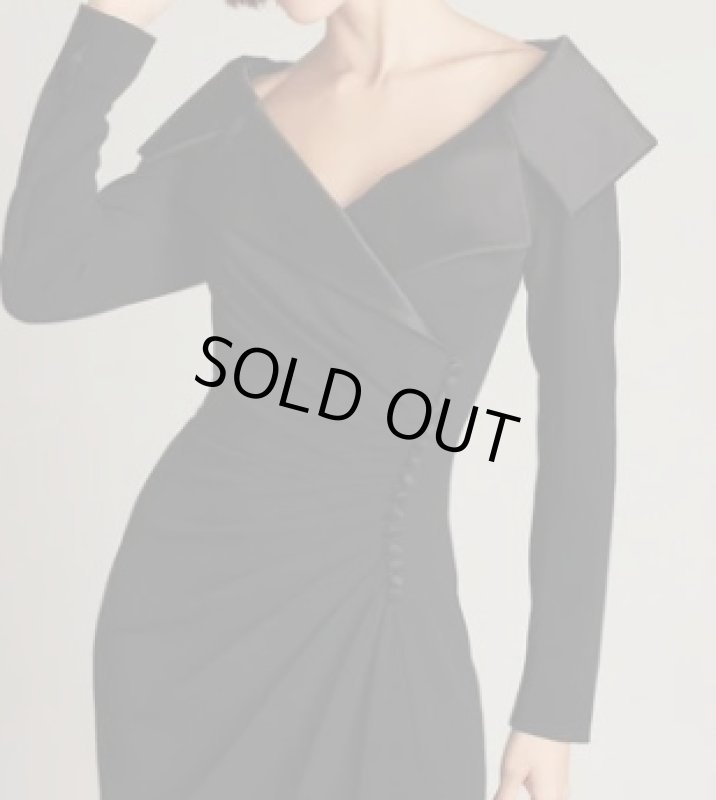 画像2: セール！【トリンドル玲奈さん着用】Tadashi Shoji タダシショージ   INIZIO SHAWL COLLAR GOWN　ブラック系  (2)