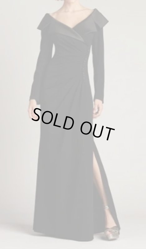 画像1: セール！【トリンドル玲奈さん着用】Tadashi Shoji タダシショージ   INIZIO SHAWL COLLAR GOWN　ブラック系  (1)