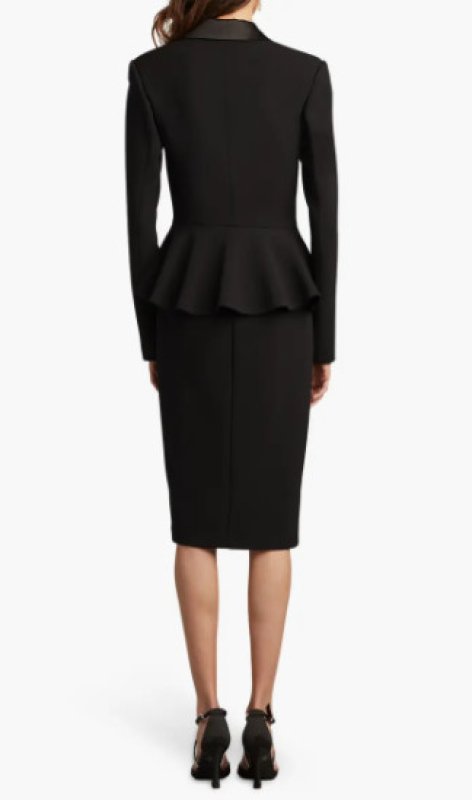 画像2: セール！Tadashi Shoji  タダシショージ 　GILLES PEPLUM TUXEDO DRESS　ブラック  08274 (2)