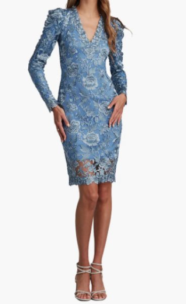 画像1: Tadashi Shoji タダシショージ  CULLEN EMBROIDERED TULLE DRESS  ブルー系  20803 (1)