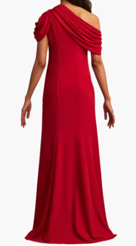 画像2: Tadashi Shoji タダシショージ  COPLEY SHOULDER DRAPE GOWN 　レッド (2)