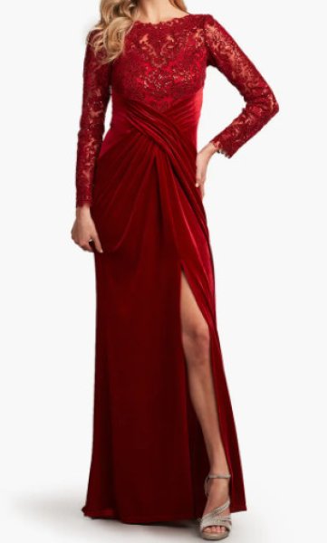 画像3: セール！Tadashi Shoji タダシショージ  　ROMY ベルベット Gown 　レッド系  11031 (3)