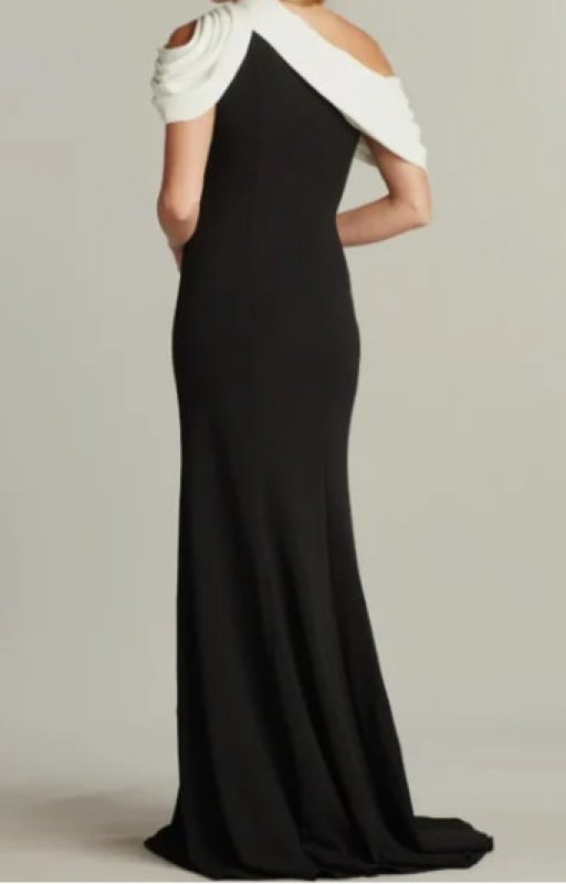画像2: 【上白石萌音さん、井口綾香さん着用】Tadashi Shoji タダシショージ  COPLEY SHOULDER DRAPE GOWN 　ブラック、ホワイト  12042 (2)
