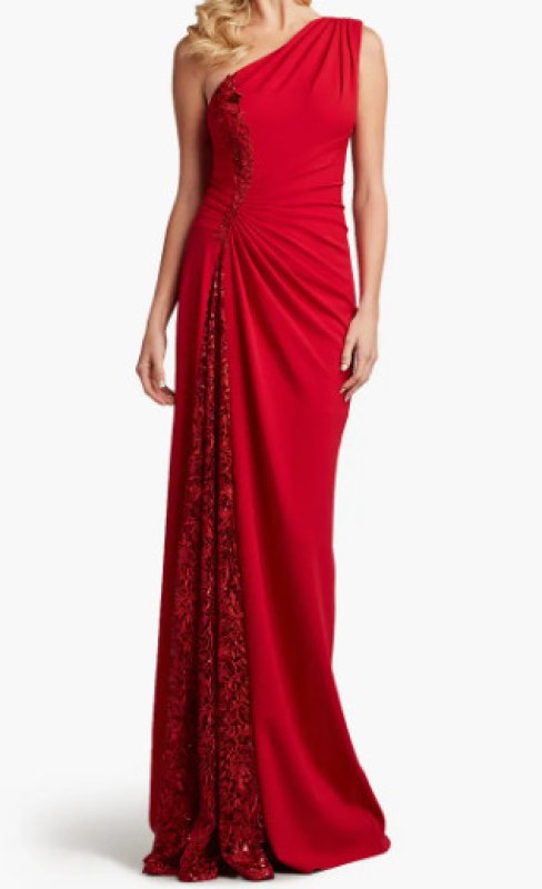 画像1: セール！Tadashi Shoji タダシショージ   TOMIE  ワンショルダーGOWN　レッド  12052 (1)