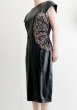 画像1: 即日発送！【映画「去年の冬、きみと別れ」に衣装提供】Tadashi Shoji　Lace Detail Leather Sheath Dress ブラック  10301 (1)