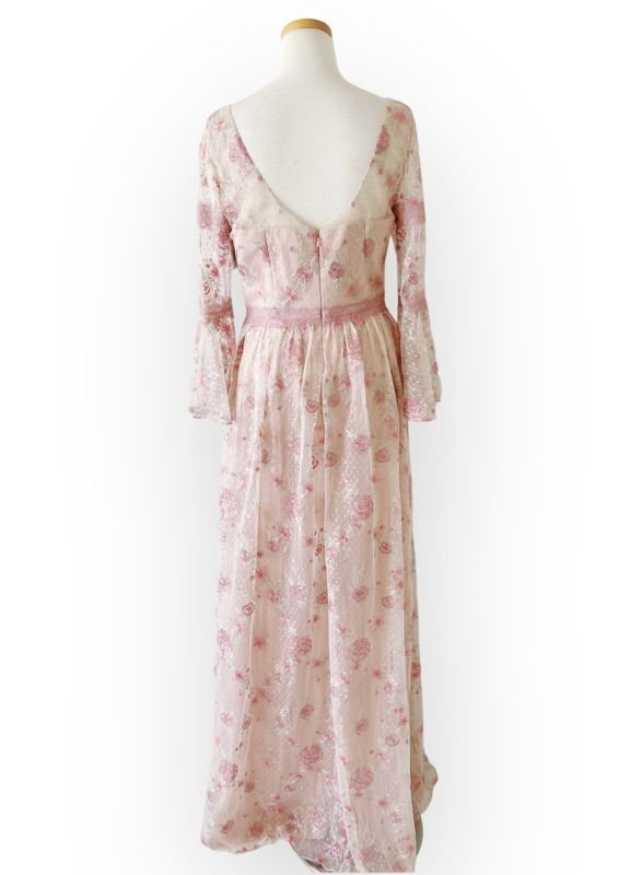 画像11: 即日発送！ Marchesa Notte マルケッサノッテ　花柄刺繍レースロングドレス　ピンク系  52301 (11)