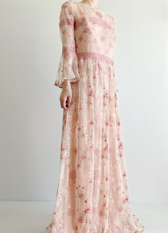 画像12: 即日発送！ Marchesa Notte マルケッサノッテ　花柄刺繍レースロングドレス　ピンク系  52301 (12)