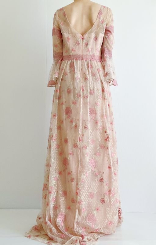 画像13: 即日発送！ Marchesa Notte マルケッサノッテ　花柄刺繍レースロングドレス　ピンク系  52301 (13)