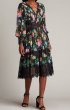 画像1: Tadashi Shoji タダシショージ  　CALVY FLORAL PRINT MIDI DRESS　ブラック系  41802 (1)