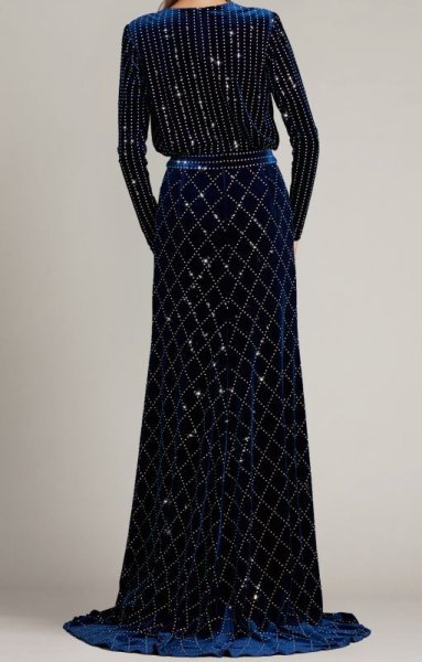 画像2: Tadashi Shoji タダシショージ   AVI Diamante GOWN ブルー、ネイビー系 (2)