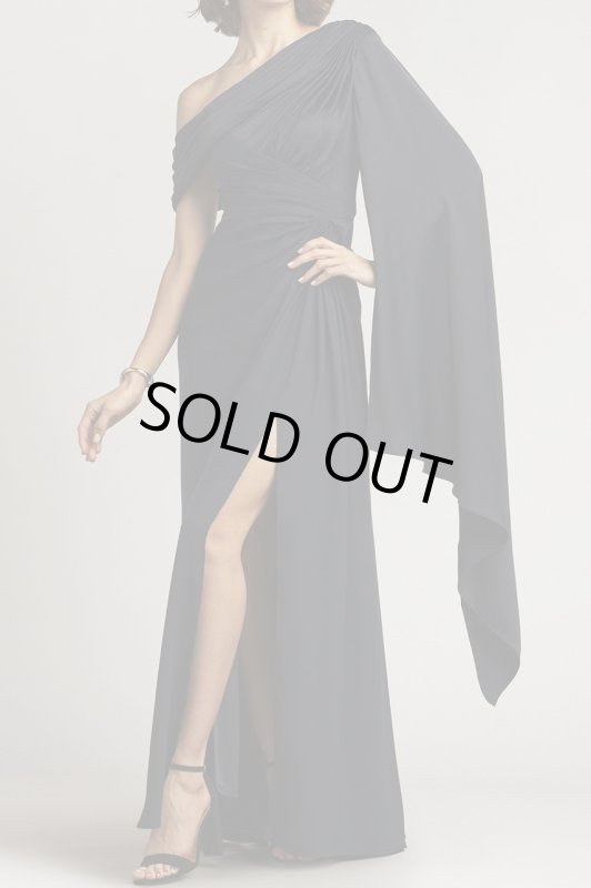 画像1: 【アンミカさん愛用】Tadashi Shoji  タダシショージ   EMBER  ケープスリーブドレス　ネイビー (1)