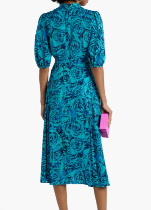 画像2: 【TV使用】Diane von Furstenberg 　ダイアンフォンファステンバーグ　Nella 花柄ドレス　ターコイズ (2)