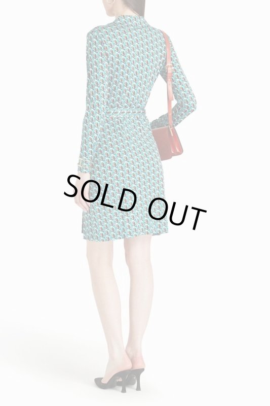 画像2: Diane von Furstenberg 　ダイアンフォンファステンバーグ    Jeanne printed wrap dress ターコイズ  42403 (2)