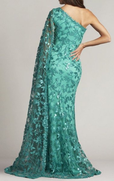 画像3: サイズ追加!【アンミカさん愛用】Tadashi Shoji  タダシショージ Delia Gown グリーン系  12081 (3)