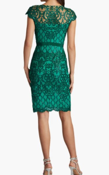 【TADASHI SHOJI】ショート ドレス スパンコール グリーン Tadashi Shoji タダシショージ スパンコールレースシースドレス