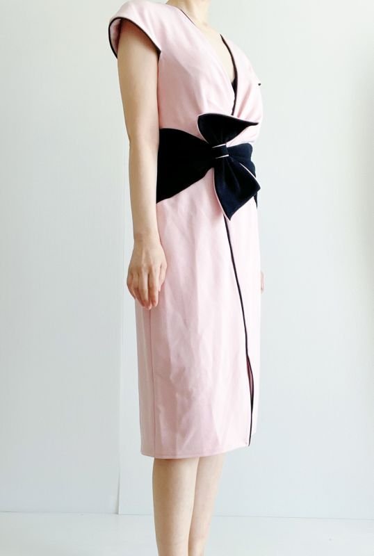 画像2: 1点のみ即発！【アンミカさん着用】Tadashi Shoji   タダシショージ　ウエストリボンカクテルドレス　ピンク系  10181 (2)