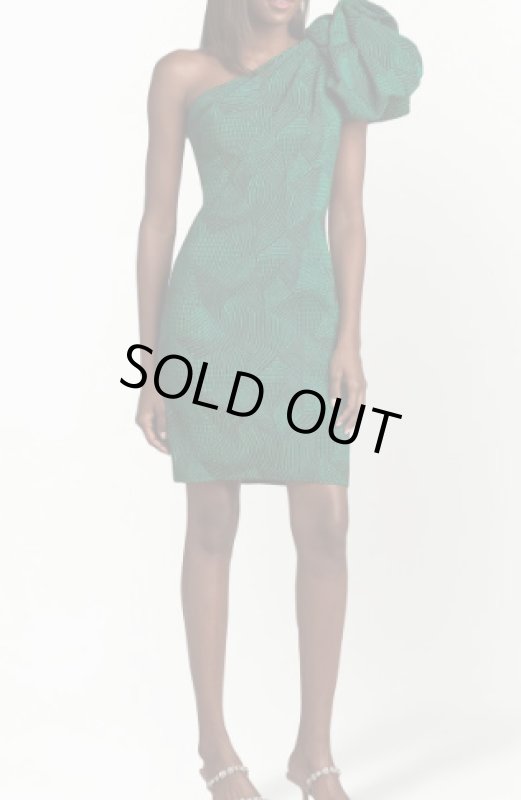 画像1: 【みちょぱさん、宇賀なつみさん着用】Tadashi Shoji  タダシショージ　Puff-One Shoulder Dress　グリーン系   (1)