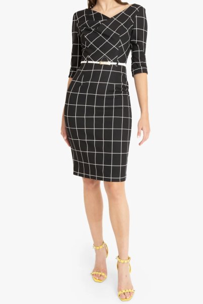 画像1: 【ドラマ使用】Black Halo　7分袖 Jackie O Dress    CHECKERED (1)