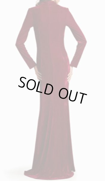 画像2: セール【アンミカさん、紫吹淳さん愛用】Tadashi Shoji  タダシショージ   MARKUM ベルベットロングドレス　レッド系   (2)