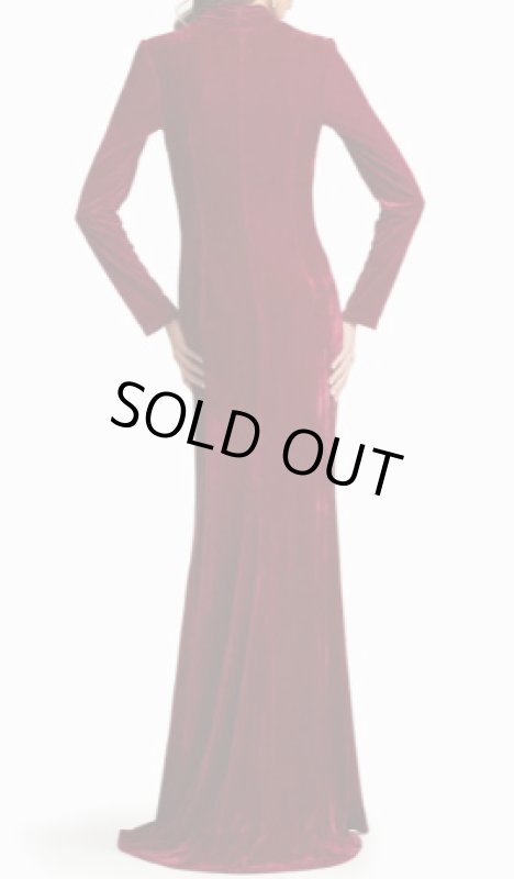 画像2: セール【アンミカさん、紫吹淳さん愛用】Tadashi Shoji  タダシショージ   MARKUM ベルベットロングドレス　レッド系   (2)