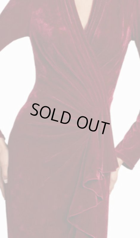 画像3: セール【アンミカさん、紫吹淳さん愛用】Tadashi Shoji  タダシショージ   MARKUM ベルベットロングドレス　レッド系   (3)