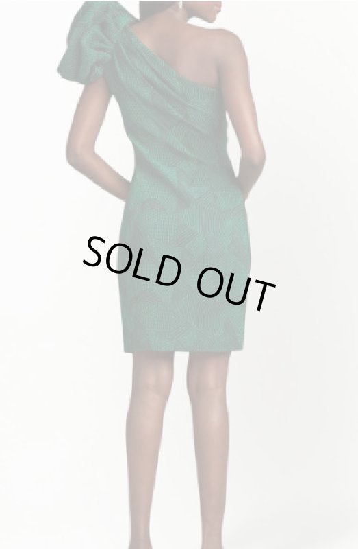 画像2: 【みちょぱさん、宇賀なつみさん着用】Tadashi Shoji  タダシショージ　Puff-One Shoulder Dress　グリーン系   (2)