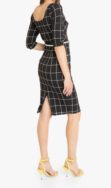画像2: 【ドラマ使用】Black Halo 7分袖 Jackie O Dress    CHECKERED (2)