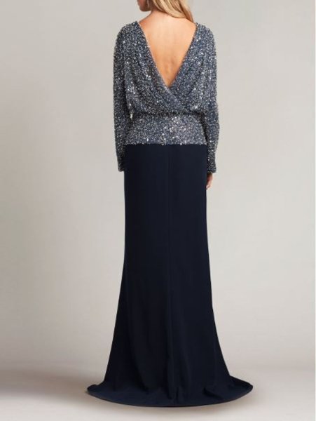 画像3: セール!Tadashi Shoji  タダシショージ HENNIGAN EMBELLISHED BLOUSON GOWN ネイビー (3)