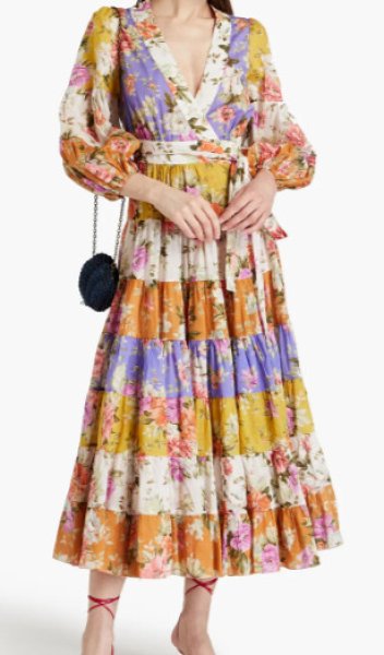 画像1: セール！Zimmermann ジマーマン 　Gathered floral-print cotton midi wrap dress  20302 (1)