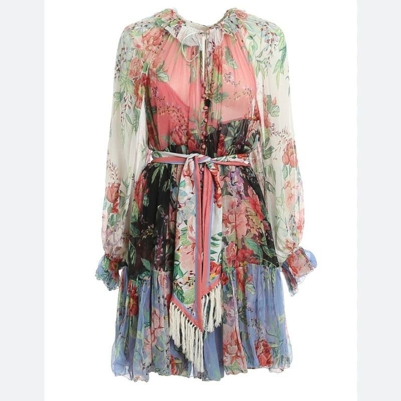画像3: 限定セール！【TWICE着用】 Zimmermann ジマーマン　Bellitude Spliced Silk Mini Dress  12211 (3)