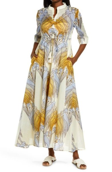 画像2: 5/31までセール！超レア【広瀬アリス、柴咲コウ、石川佳純さん着用】Tory Burch トリーバーチ　 bird print maxi dress  22701 (2)