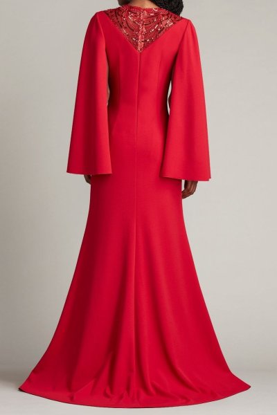 画像3: 限定セール!Tadashi Shoji タダシショージ  ASA  ケープスリーブドレス  レッド系  04123 (3)