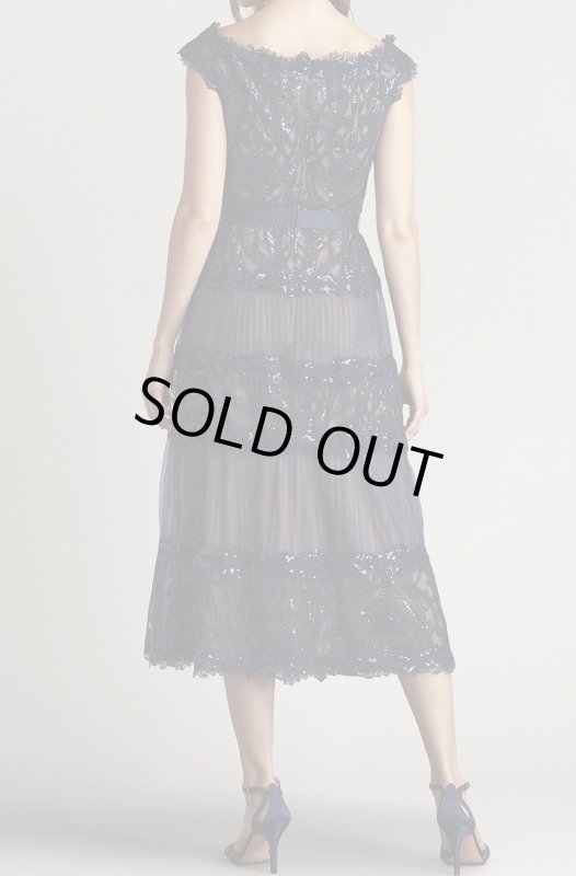 画像3: 限定セール！【日比麻音子さん着用】Tadashi Shoji  タダシショージ  　ZAIRA TIERED TULLE DRESS　ネイビー (3)